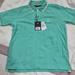 Psycho Bunny Men's Mint/Light Yellow Trim Polo- Brand New With Tags- Size Boys L